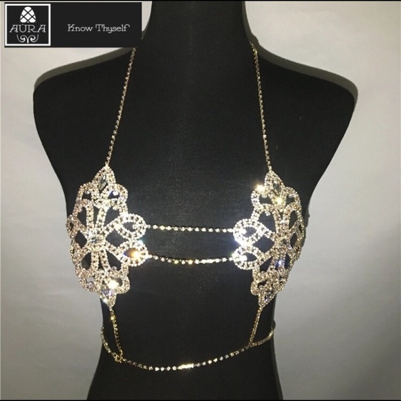 Sexy Diamond Bra Club Top Party Rave - Picture 4 of 7